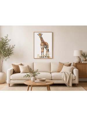 Ti Play Zürafa Figürlü Watercolor Duvar Tablosu 50X70CM - Pvc Canlı Uv Baskı Çerçevesiz Tablo