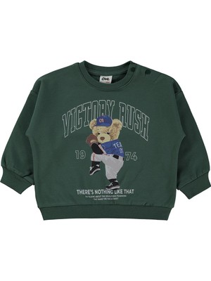 Civil Baby Teddy Bear Baskılı 6-18 Ay Sweatshirt - Yeşil