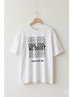Maison De Mode Oversize Unisex Beyaz Brooklyn Nine-Nine Replik Baskılı Tişört
