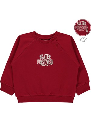 Civil Baby Skater Forever Baskılı 6-18 Ay Sweatshirt - Kırmızı