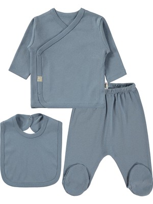 Civil Baby 3'lü Basic Zıbın Takımları - Mavisi Kız Çocuklar İçin Casual