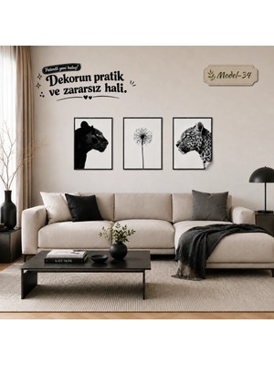 Akıllı Kağıt Statik Tutunma Özellikli Tablo - Poster Hayvan (Model- 34)