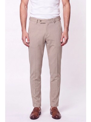 Efor Erkek Comfort Fit Rahat Kalıp Yan Cep Pamuklu Dokulu Bej Pantolon P 1219