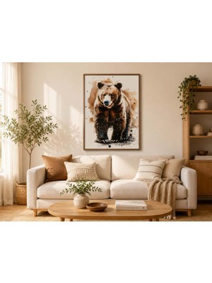 Ti Play Ayı Figürlü Watercolor Duvar Tablosu 50X70CM - Pvc Canlı Uv Baskı Çerçevesiz Tablo