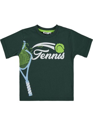 Civil Boys Tenis Raket Baskılı 2-5 Yaş Tişört - Yeşil