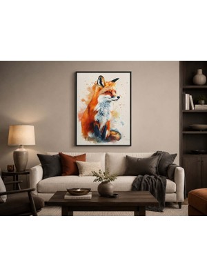 Ti Play Tilki Figürlü Watercolor Duvar Tablosu 50X70CM - Pvc Canlı Uv Baskı Çerçevesiz Tablo