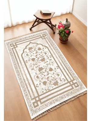 Dekomod Dekoratif Dijital Baskılı Siyah Kaymaz Taban Seccade Namazlık 75X120