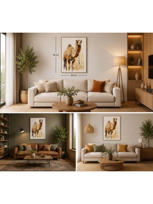 Ti Play Deve Figürlü Watercolor Duvar Tablosu 50X70CM - Pvc Canlı Uv Baskı Çerçevesiz Tablo