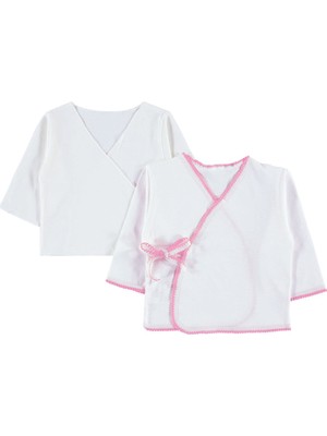 Kujju Civil Baby A Renkli Dantelli  Unisex Iç Dış Zıbın Takımı - Pembe