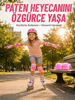 Skygo Pembe Çocuk Kaykay Paten Scooter Bisiklet Koruyucu Dizlik