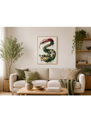 Ti Play Yılan Figürlü Watercolor Duvar Tablosu 50X70CM - Pvc Canlı Uv Baskı Çerçevesiz Tablo