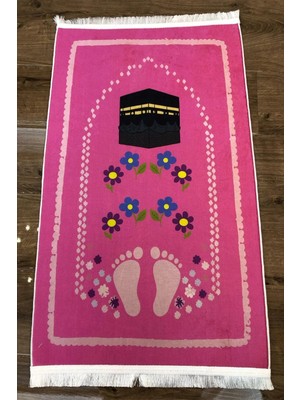 Dekomod Dekoratif Dijital Baskılı Siyah Kaymaz Taban Eğitici Küçük Çocuk Seccade Namazlık 60X100