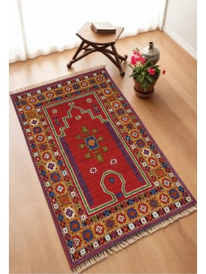 Dekomod Dekoratif Dijital Baskılı Siyah Kaymaz Taban Seccade Namazlık 75X120