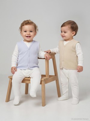 Mini Damla Minidamla Basic 2'li Set 3-12 Ay Yelek - Mavi