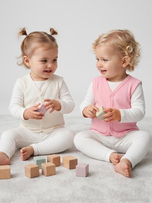 Mini Damla Minidamla Basic 2'li Set 3-12 Ay Yelek - Pembe