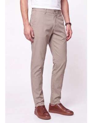 Efor Erkek Comfort Fit Beli Lastikli Esnek Keten Bej Pantolon P 1221