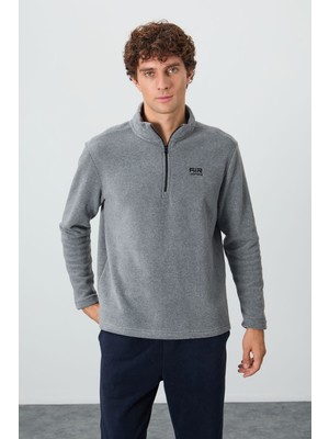 Air Jones River Gri Melanj Dik Yaka Erkek Polar Sweatshirt - 88310