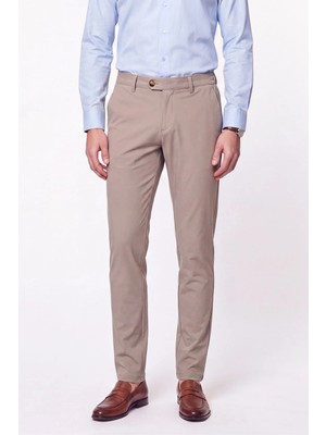 Efor Erkek Comfort Fit Yan Cepli Beli Lastikli Esnek Pamuk Koyu Bej Jogger Pantolon P 1223