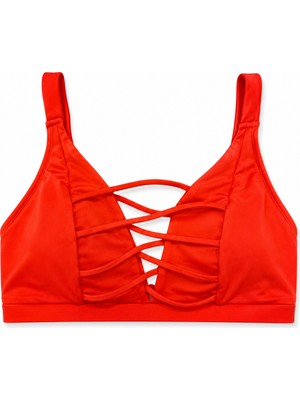 No Gossip Büyük Beden Ip Detaylı Toparlayıcı Ayarlanabilir Askılı Kadın Bikini Üst