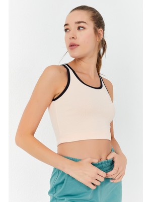 Tommy Life Somon Basic Sıfır Kol Dar Kalıp U Yaka Kadın Crop Top Atlet - 97162