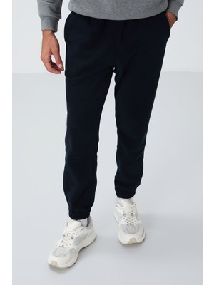 Tommy Life Lacivert Gizli Fermuarlı Rahat Form Lastik Paça Polar Erkek Eşofman Alt - 84866