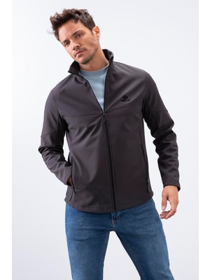 Tommy Life Antrasit Fermuarlı Dik Yaka Su ve Rüzgar Geçirmez Softshell Erkek Mont - 88050