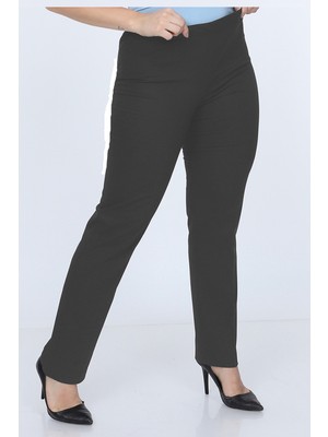 Gül Moda Bayan Büyük Beden Beli Lastikli Pantolon Gri