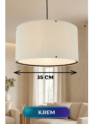 Krem Kumaş Başlıklı Sarkıt Avize 35 cm Midastech