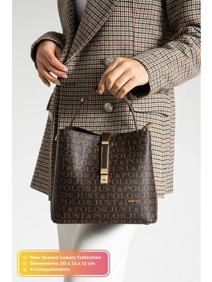 Just Polo Kadın Orta Boy Su Geçirmez Günlük Şık El ve Omuz Çantası Ebat 23 x 18 cm Shoulder Bag