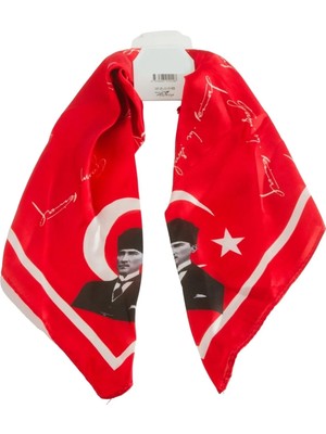 MidasTech Atatürk Imzalı Zr Saten Fular 50*50 cm Nemere