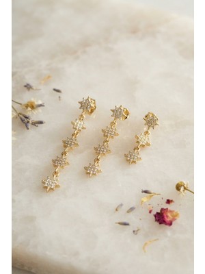 Marsilyan 3 Lü Set Küpe Gold Renk Kutup Yıldızı Detaylı TJ-BKP11948