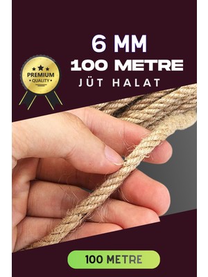 Skygo 6 mm 100 Metre Jüt Halat Dekoratif Hasır Ip Urgan Süs