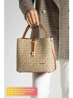 Just Polo Kadın Orta Boy Su Geçirmez Günlük Şık El ve Omuz Çantası Ebat 23 x 18 cm Shoulder Bag