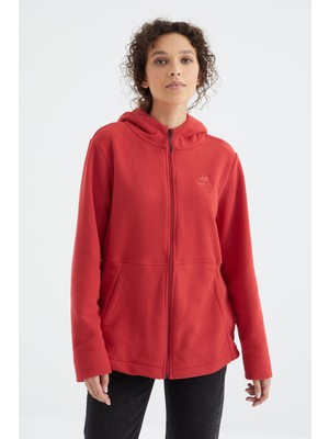 Fiesta Kapüşonlu Fermuarlı Rahat Form Kadın Polar Sweatshirt - 97233