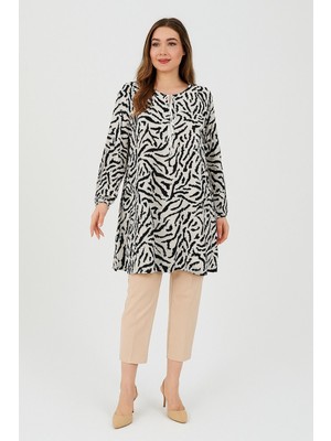 Ravencia Zebra Desenli Kadın Dokuma Tunik