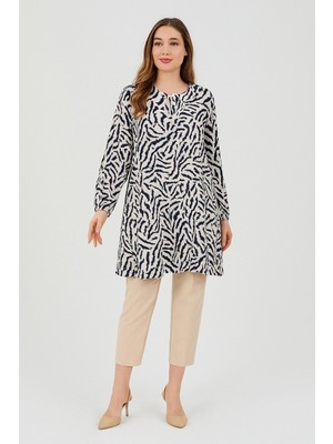 Ravencia Zebra Desenli Kadın Dokuma Tunik