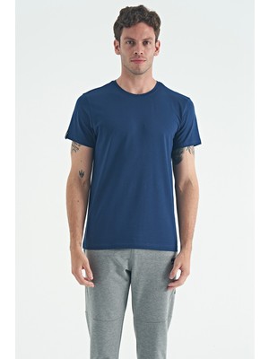 Air Jones Calvin İndigo Basic Erkek T-Shirt - 88245