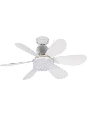 Feny FN-F82, Zefira Crystal, Beyaz, 3 Kademeli Hız, 30W, 52CM Pervane Çapı, 3 Renk Işık, Ultra Sessiz, Tavan Vantilatörü, Kumandalı, Vantilatör
