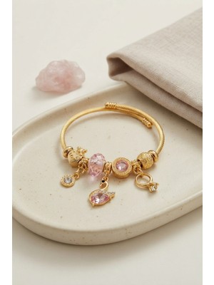 Teknoparkx Pembe Swan Model Gold Renk Charmlı Bileklik - Lisinya
