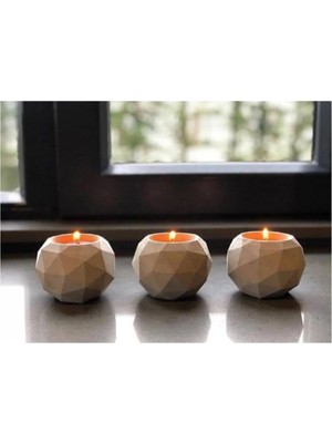 Empressco Şık Beyaz Geometrik Mumluk Seti, 3'lü, Dekoratif ve Modern Tasarım