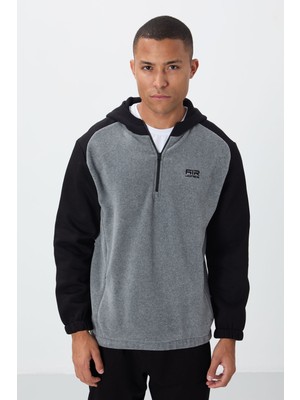Air Jones Ruby Gri Melanj Standart Kalıp Polar Erkek Sweatshirt - 88300