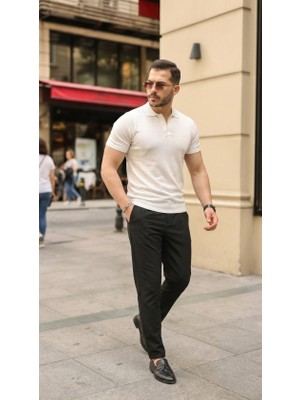 Modi Erkek Düğmeli Yaka Pamuk Triko Tişört