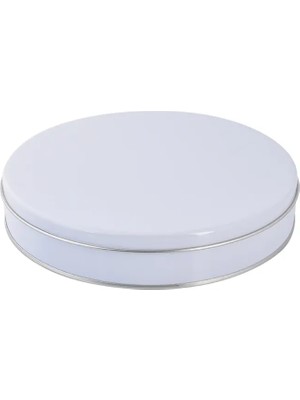 Neva Ajans 215X40 mm Yuvarlak BEYAZ Metal Kutu, Yuvarlak Metal Çikolata Kutusu (1 Adet)