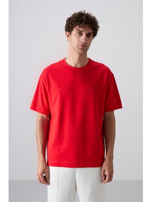 Tommy Life Fiesta Pamuklu Kalın Yumuşak Dokulu Oversize Fit Basic Erkek T-Shirt - 88349