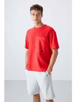 Tommy Life Fiesta Pamuklu Kalın Yüzeyi Dokulu Oversize Fit Basic Erkek T-Shirt - 88341