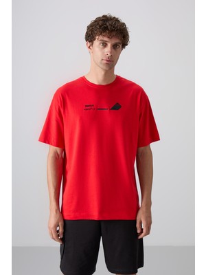 Tommy Life Fiesta Pamuklu Kalın Yumuşak Dokulu Oversize Fit Baskılı Erkek T-Shirt - 88330