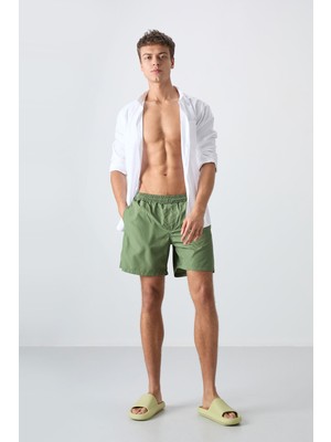 Tommy Life Haki Hızlı Kuruyan Standart Fit Erkek Deniz Şortu - 81237