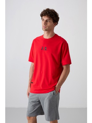 Tommy Life Fiesta Pamuklu Kalın Yumuşak Dokulu Oversize Fit Baskılı Erkek T-Shirt - 88342
