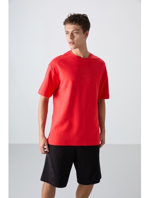 Tommy Life Fiesta Pamuklu Kalın Yumuşak Dokulu Oversize Fit Baskılı Erkek T-Shirt - 88324