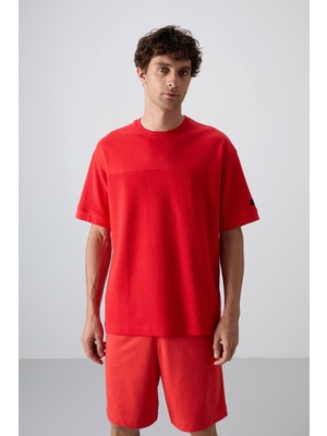 Tommy Life Fiesta Pamuklu Kalın Yüzeyi Dokulu Oversize Fit Basic Erkek T-Shirt - 88340